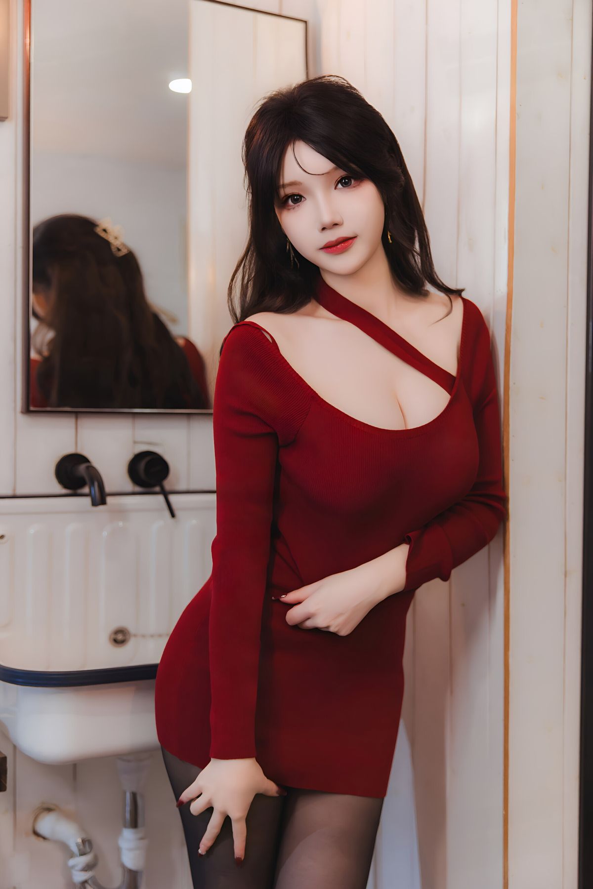 【单套】雪晴Astra：红裙黑丝小娇妻（66张）  第4张