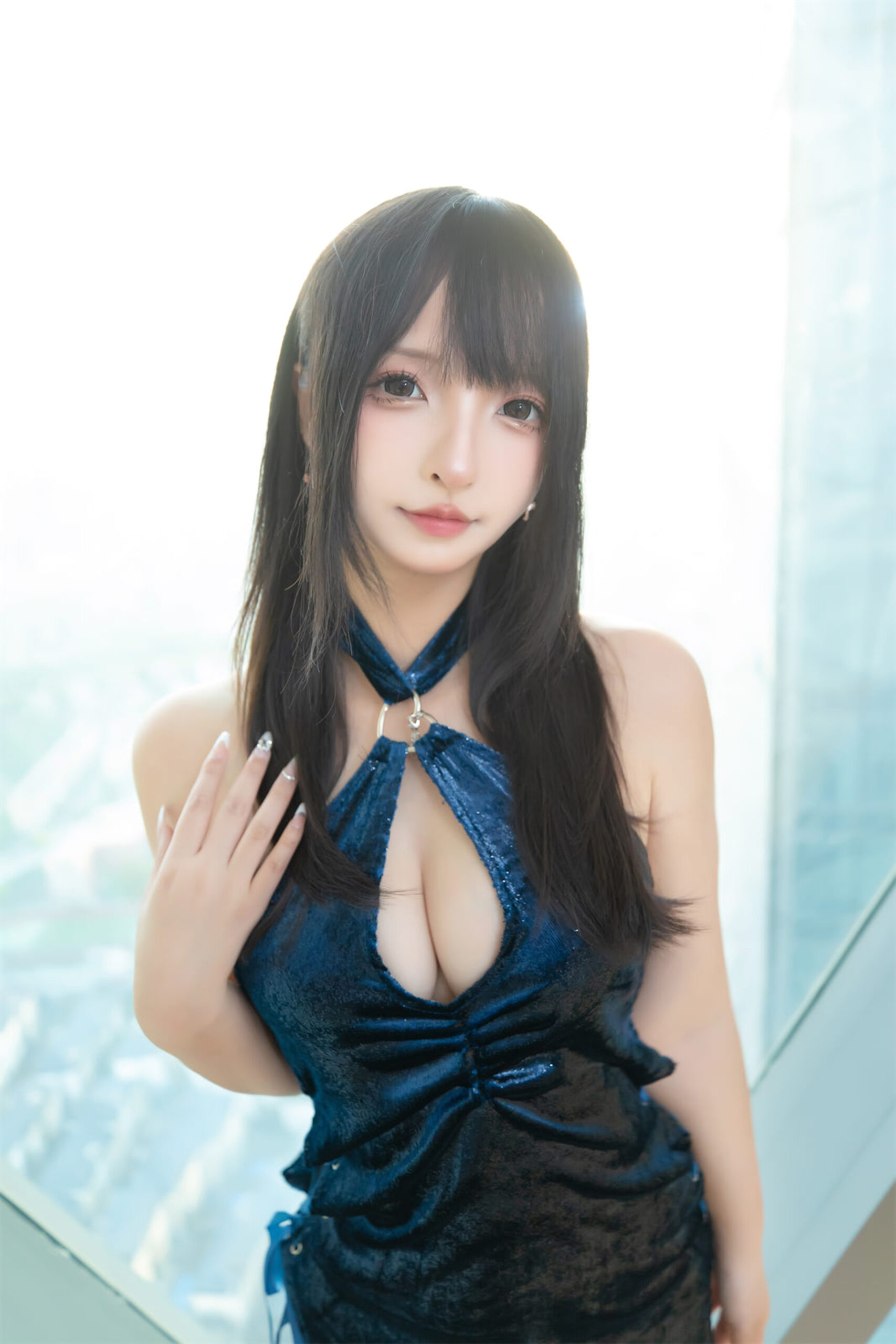 【单套】神楽坂真冬： 蓝衣旗袍（47张）  第2张